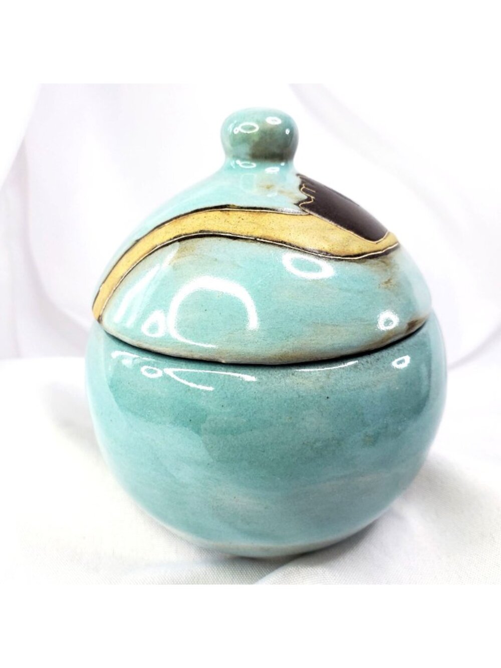 Mara Signed Mex Lidded Sugar Bowl Two Faces Abstract Stoneware Pottery Mexico - Picture 7 of 15